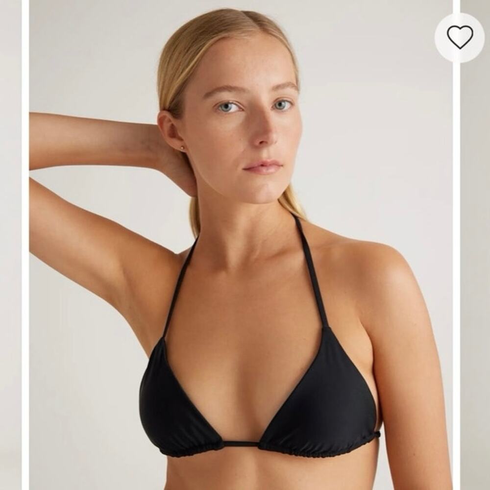 Quince Italian Triangle Bikini Top in True Black NWT!
